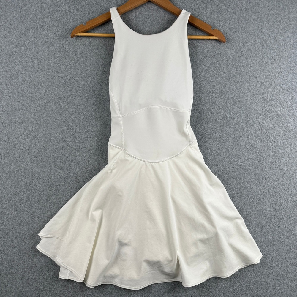 Lululemon Athletic Dress Womens 4 White Court Crush Tennis Dress Cross Back Mini